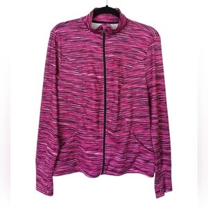 Exertek Zip Up Active Track Jacket Pink White Black Size Large